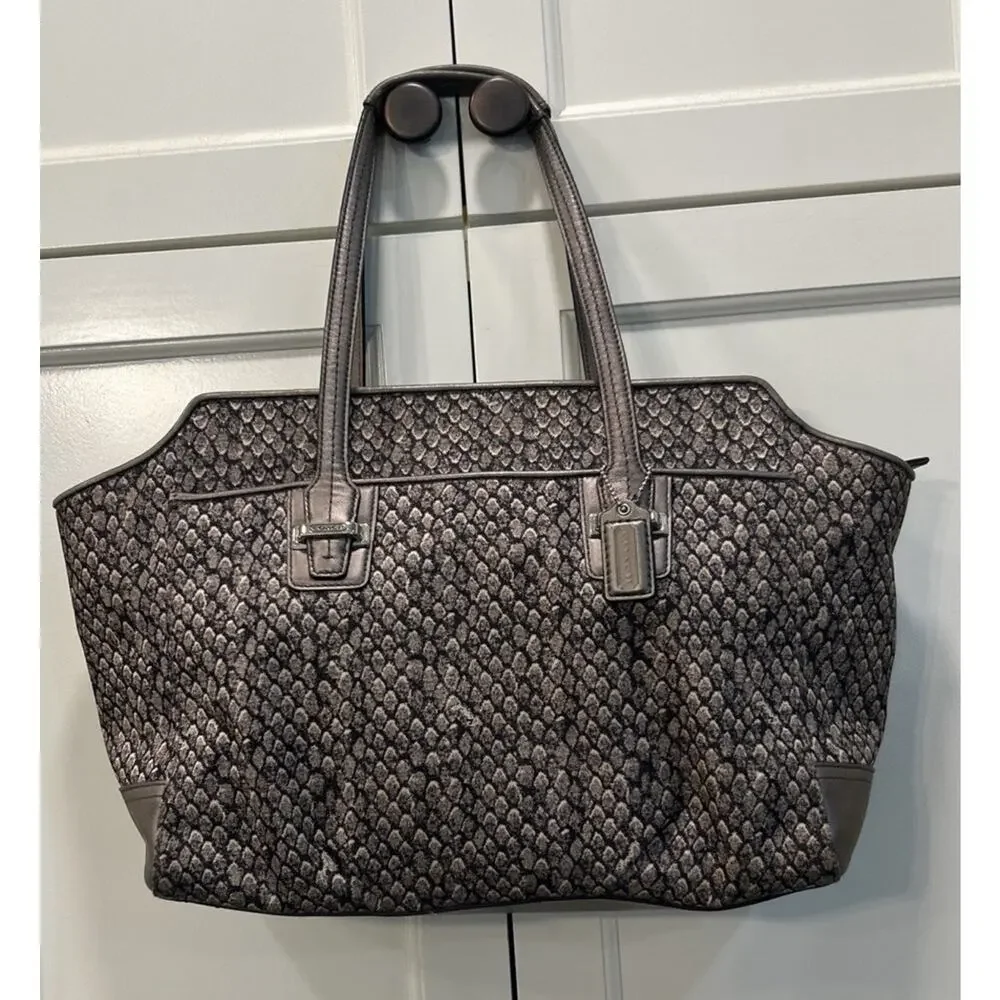 COACH Taylor Gray Snake‎ Print Alexis Carryall Satchel Handbag Purse Retail $398